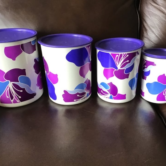 Vintage Tupperware Spring Blossoms Canister Set - Picture 1 of 7